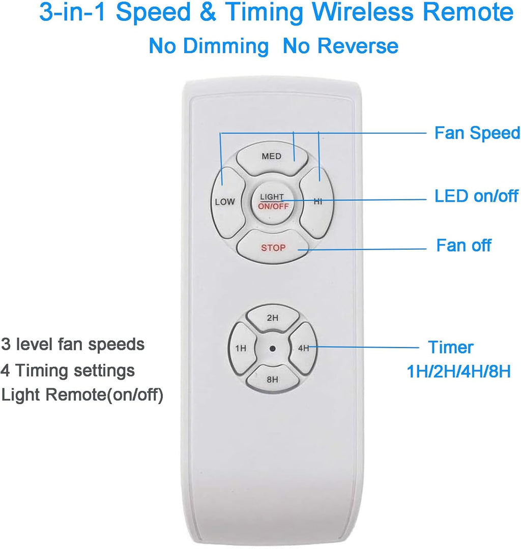 LPHUMEX 2 Pack AC Motor Ceiling Fan Remote Control Kits, 3-in-1 Fan Speed, Timing and Light Wireless Remote Control for Ceiling Fan Light, Fit for Hunter Minka-Aire Hampton Bay Honeywell and More