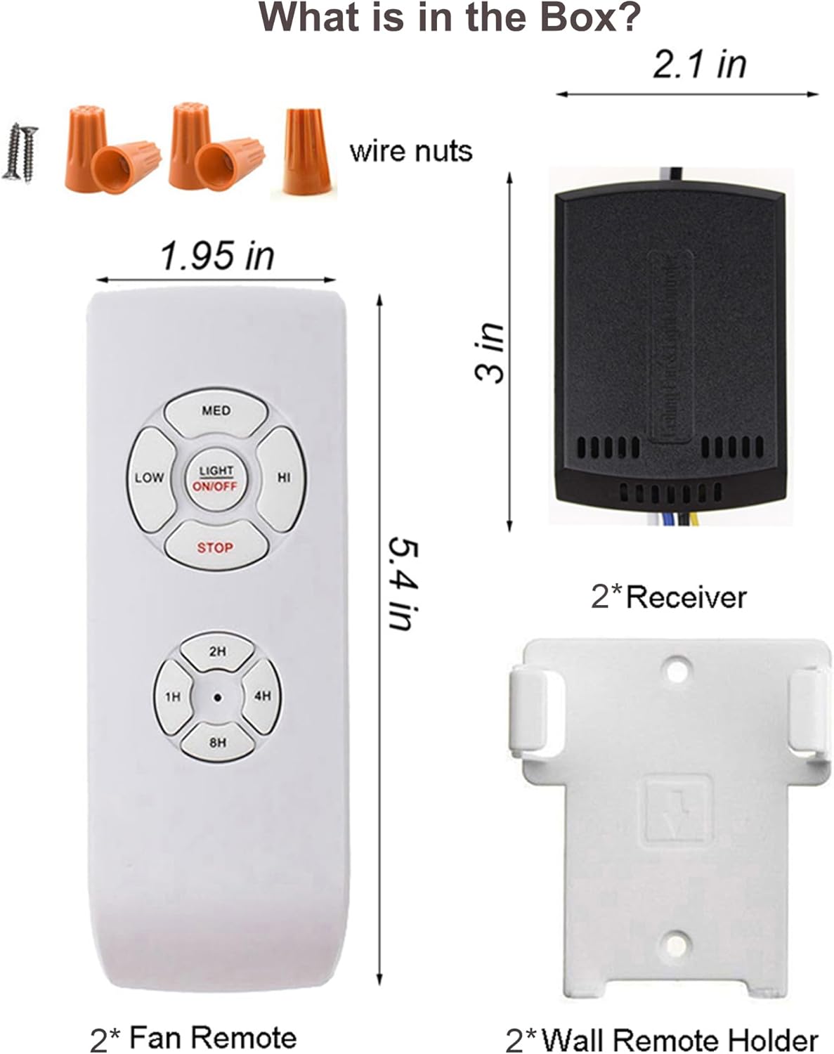 LPHUMEX 3 Pcs Universal Ceiling Fan Remote Control Kits, Small Size Receiver Light Timing & Speed Remote Ceiling Fan Controller (3 Fan Remotes + 3 Small Receivers)