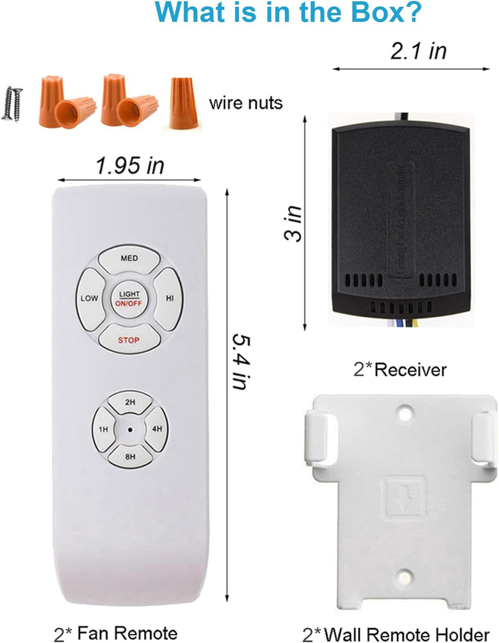 LPHUMEX 2 Pack Universal Ceiling Fan Remote Control Kits, Small Size Receiver Fan Speed, Light and Timing Remote for Harbor Breeze/Westinghouse/Honeywell/Other Ceiling Fan lamp