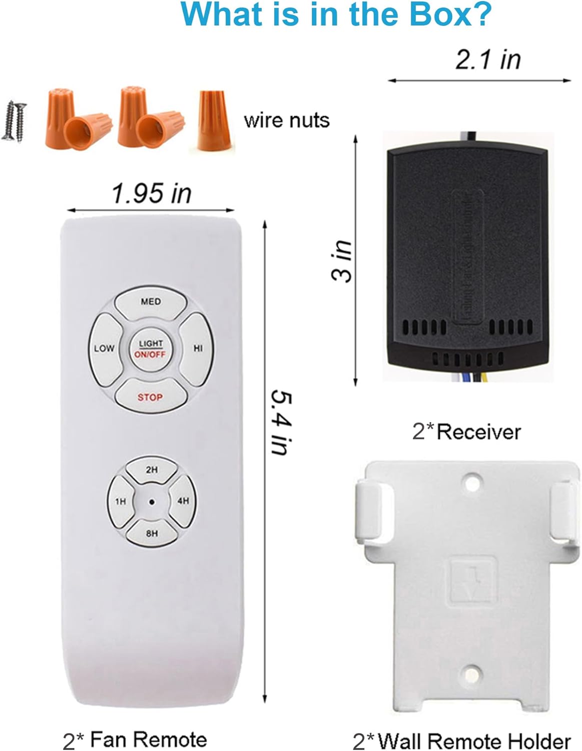 LPHUMEX 2 Pack Universal Ceiling Fan Remote Control Kits, Small Size Receiver Fan Speed, Light and Timing Remote for Harbor Breeze/Westinghouse/Honeywell/Other Ceiling Fan lamp
