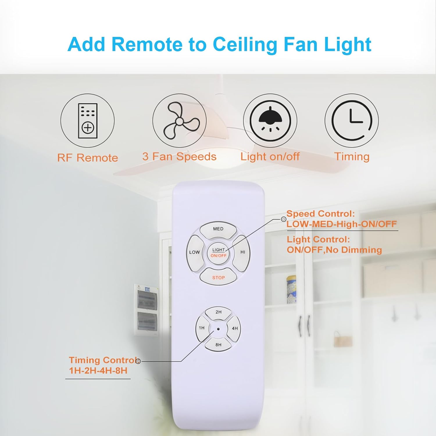 LPHUMEX Universal Ceiling Fan Remote Control Kit, 3-in-1 AC Motor Ceiling Fan Light Timing & Speed Remote, for Hunter/Harbor Breeze/Westinghouse/Honeywell/Other Ceiling Fan lamp