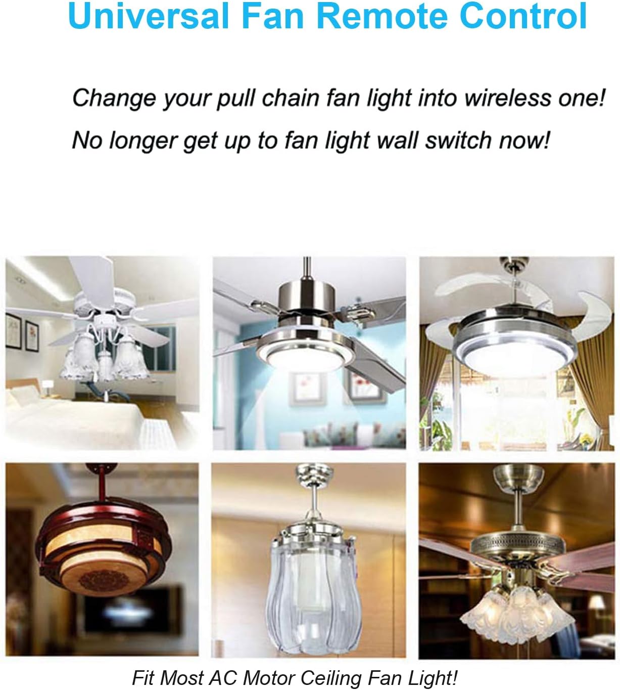 LPHUMEX 2 Pack Universal Ceiling Fan Remote Control Kits, Small Size Receiver Fan Speed, Light and Timing Remote for Harbor Breeze/Westinghouse/Honeywell/Other Ceiling Fan lamp