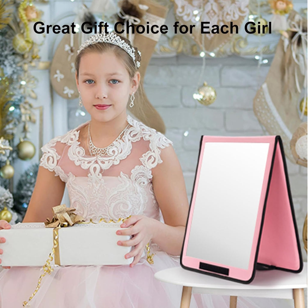 LPHUMEX Foldable Full Length Mirror Pink with Black Handles, 13x33 Portable Folding Body Mirror for Dance, Festival, Travel Visit the LPHUMEX Store