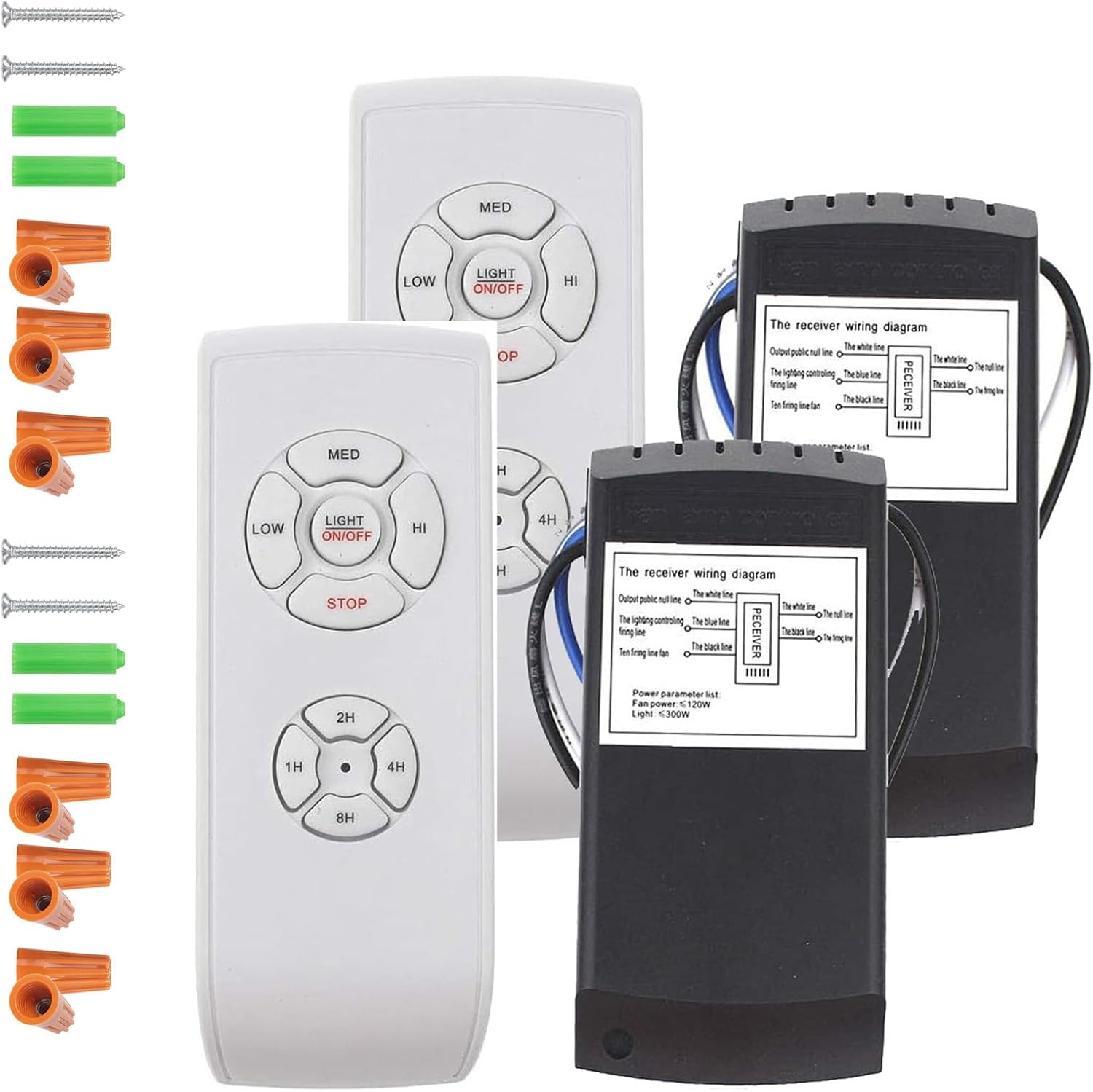 LPHUMEX 2 Pack AC Motor Ceiling Fan Remote Control Kits, 3-in-1 Fan Speed, Timing and Light Wireless Remote Control for Ceiling Fan Light, Fit for Hunter Minka-Aire Hampton Bay Honeywell and More