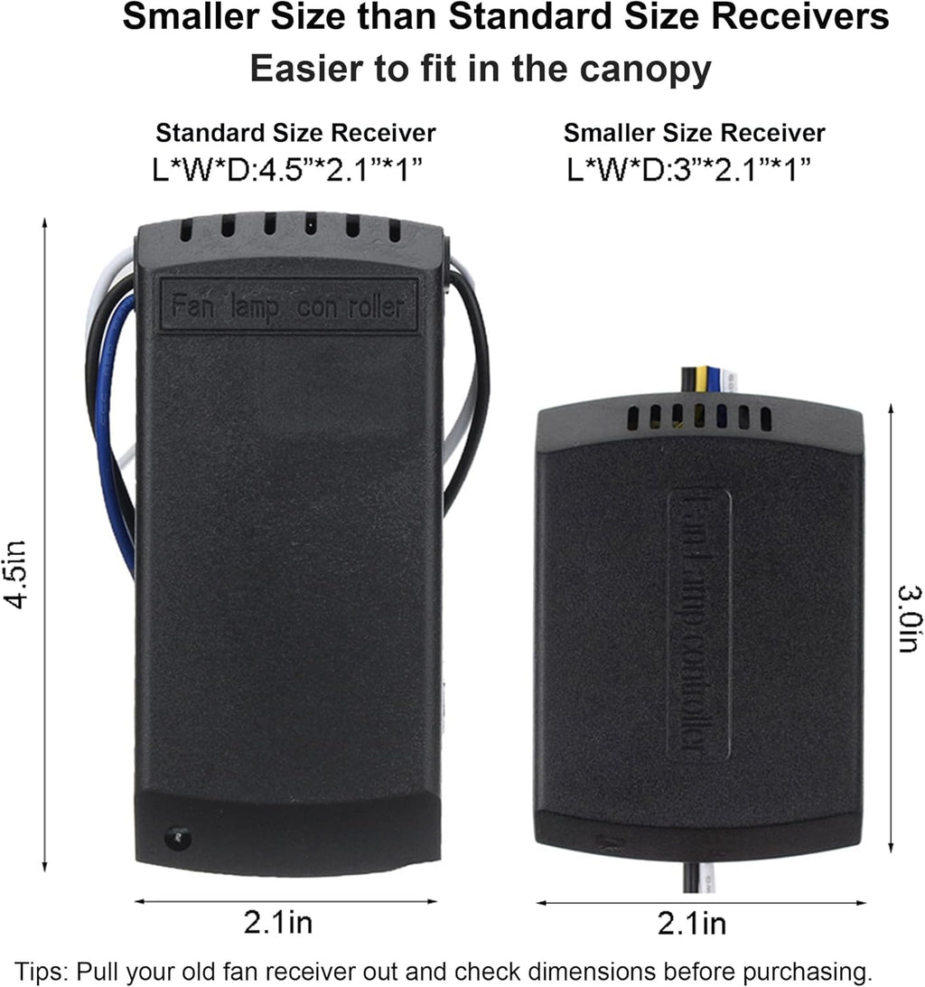 LPHUMEX 3 Pcs Universal Ceiling Fan Remote Control Kits, Small Size Receiver Light Timing & Speed Remote Ceiling Fan Controller (3 Fan Remotes + 3 Small Receivers)