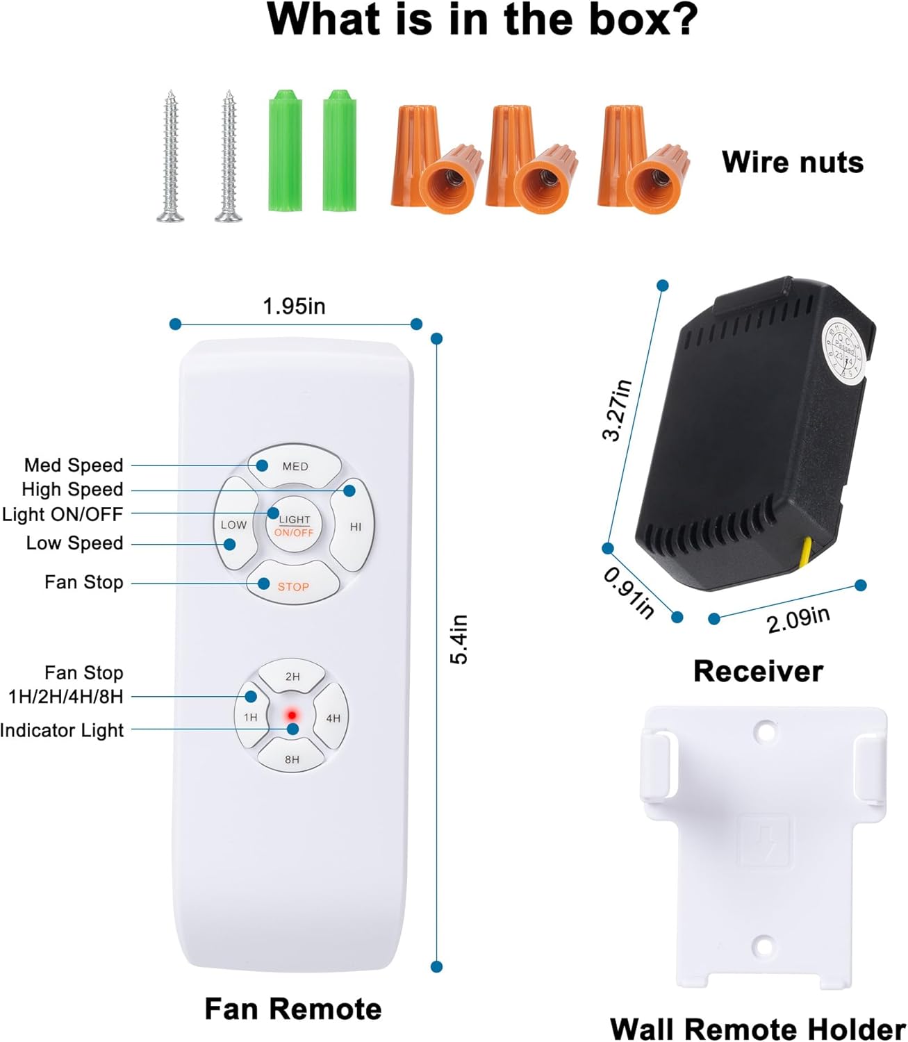 LPHUMEX Ceiling Fan Light Remote Control Kit with Ultra-Small Receiver – Ceiling Fan Speed, Timer & Light Control, Universal Compatibility for AC Motor Hunter/Honeywell/Hampton Bay/Other Ceiling Fans