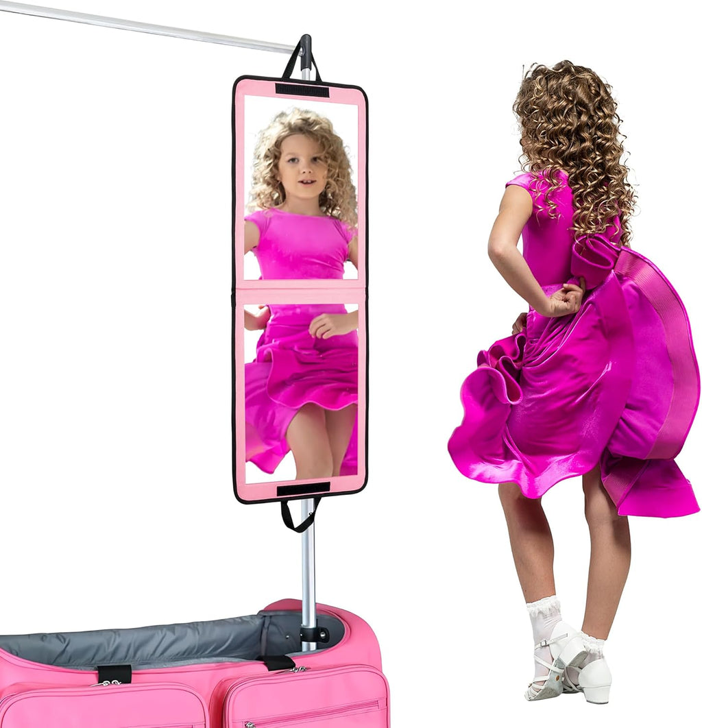 LPHUMEX Foldable Full Length Mirror Pink with Black Handles, 13x33 Portable Folding Body Mirror for Dance, Festival, Travel Visit the LPHUMEX Store