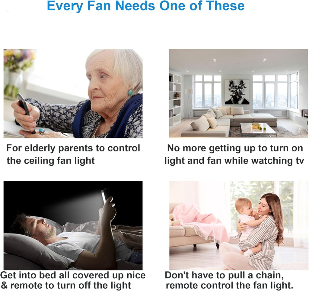 LPHUMEX 2 Pack Universal Ceiling Fan Remote Control Kits, Small Size Receiver Fan Speed, Light and Timing Remote for Harbor Breeze/Westinghouse/Honeywell/Other Ceiling Fan lamp