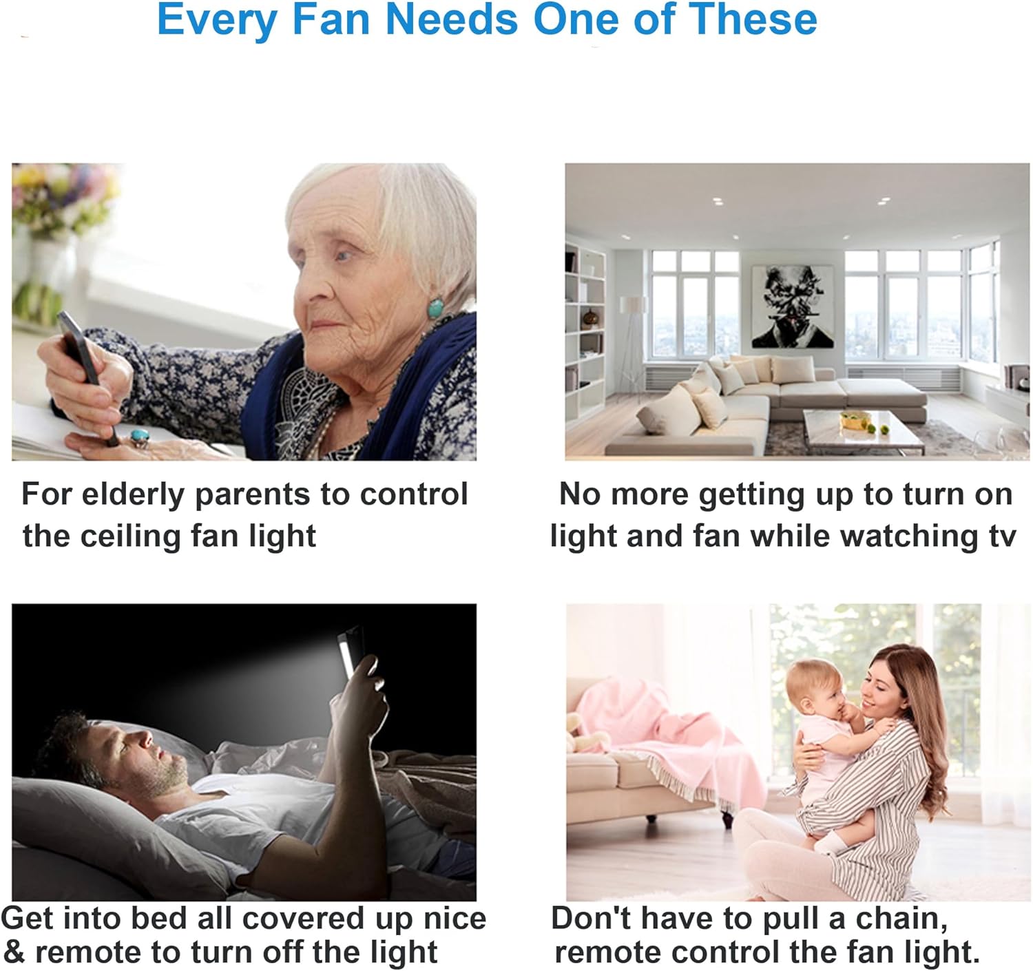 LPHUMEX 2 Pack Universal Ceiling Fan Remote Control Kits, Small Size Receiver Fan Speed, Light and Timing Remote for Harbor Breeze/Westinghouse/Honeywell/Other Ceiling Fan lamp