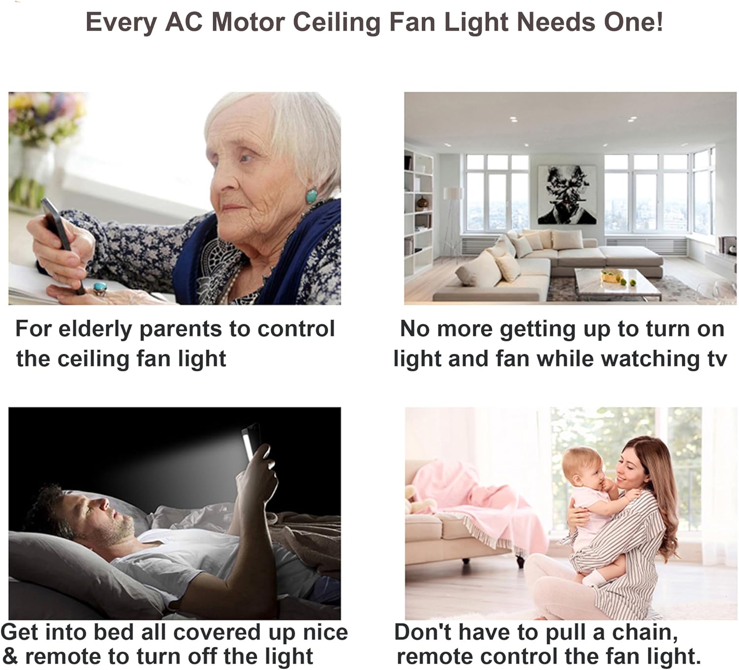 LPHUMEX 3 Pcs Universal Ceiling Fan Remote Control Kits, Small Size Receiver Light Timing & Speed Remote Ceiling Fan Controller (3 Fan Remotes + 3 Small Receivers)