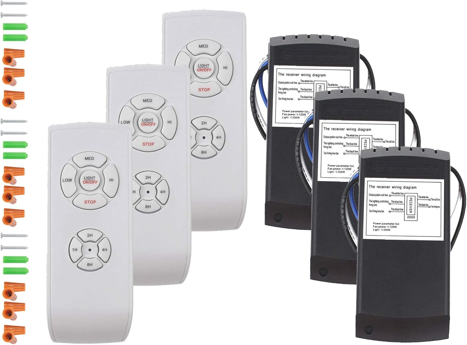 LPHUMEX 3-Pack Universal Ceiling Fan Remote Control Kit – 3-in-1 Fan, Light & Timer Control