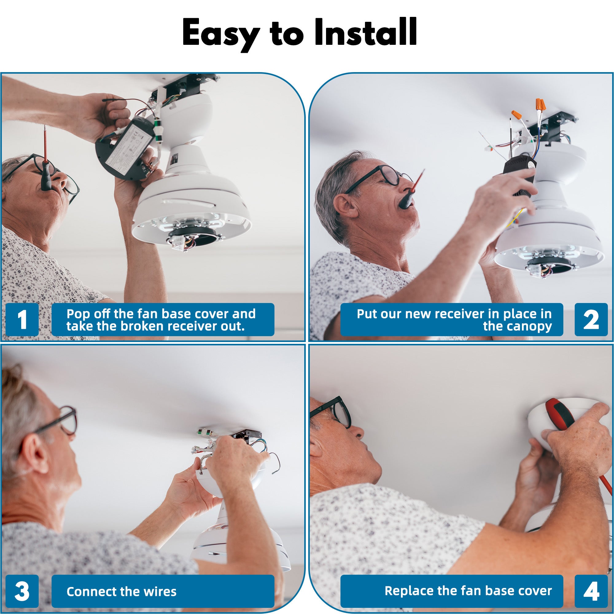 LPHUMEX 3-Pack Universal Ceiling Fan Remote Control Kit – 3-in-1 Fan, Light & Timer Control