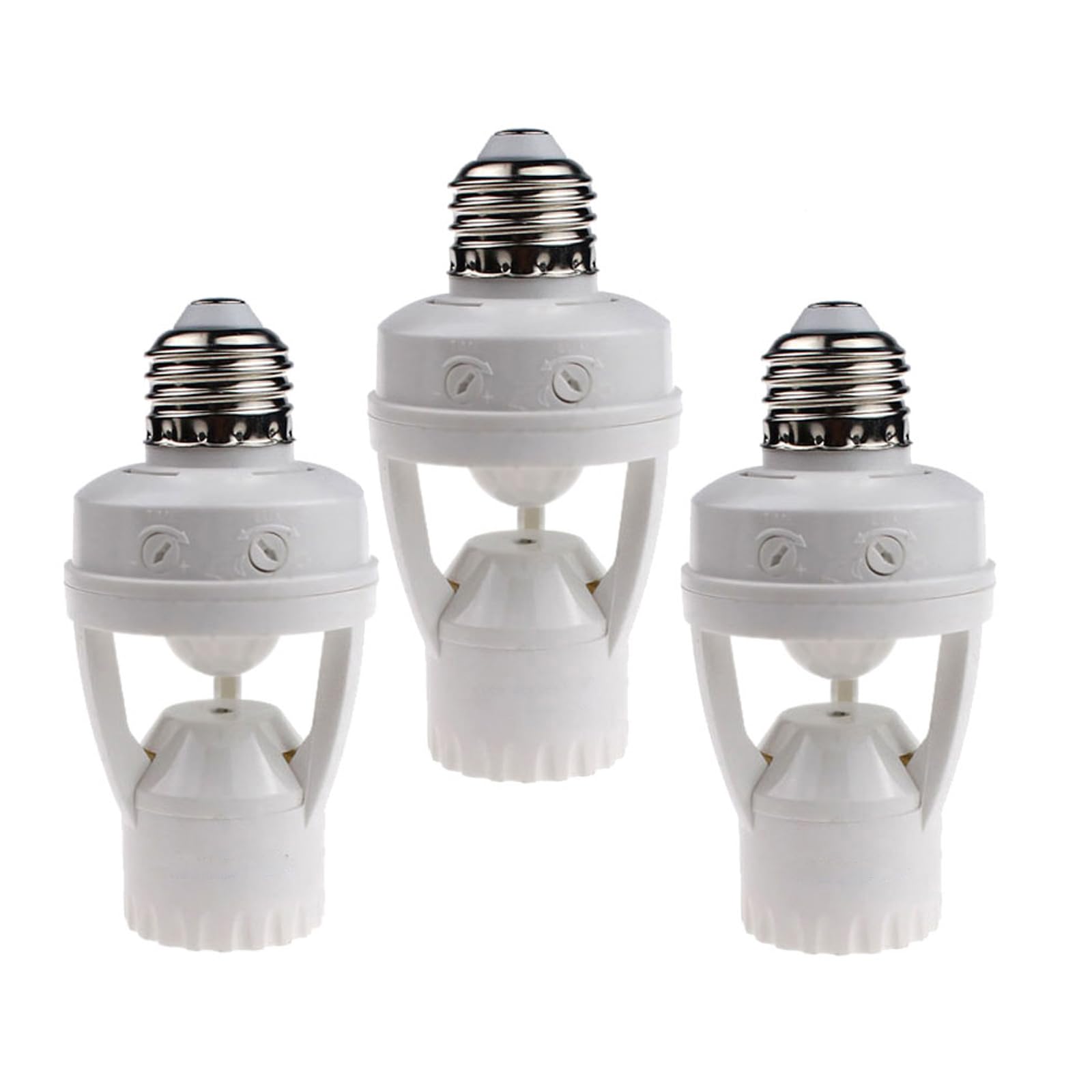 LPHUMEX 3pcs Motion Sensor Light Sockets, E26/E27 Screw in Motion Sensor Sockets for Existing Lights, Dusk and Dawn Auto Lights Motion Detector Indoor for Front Door Porch Garage Closet
