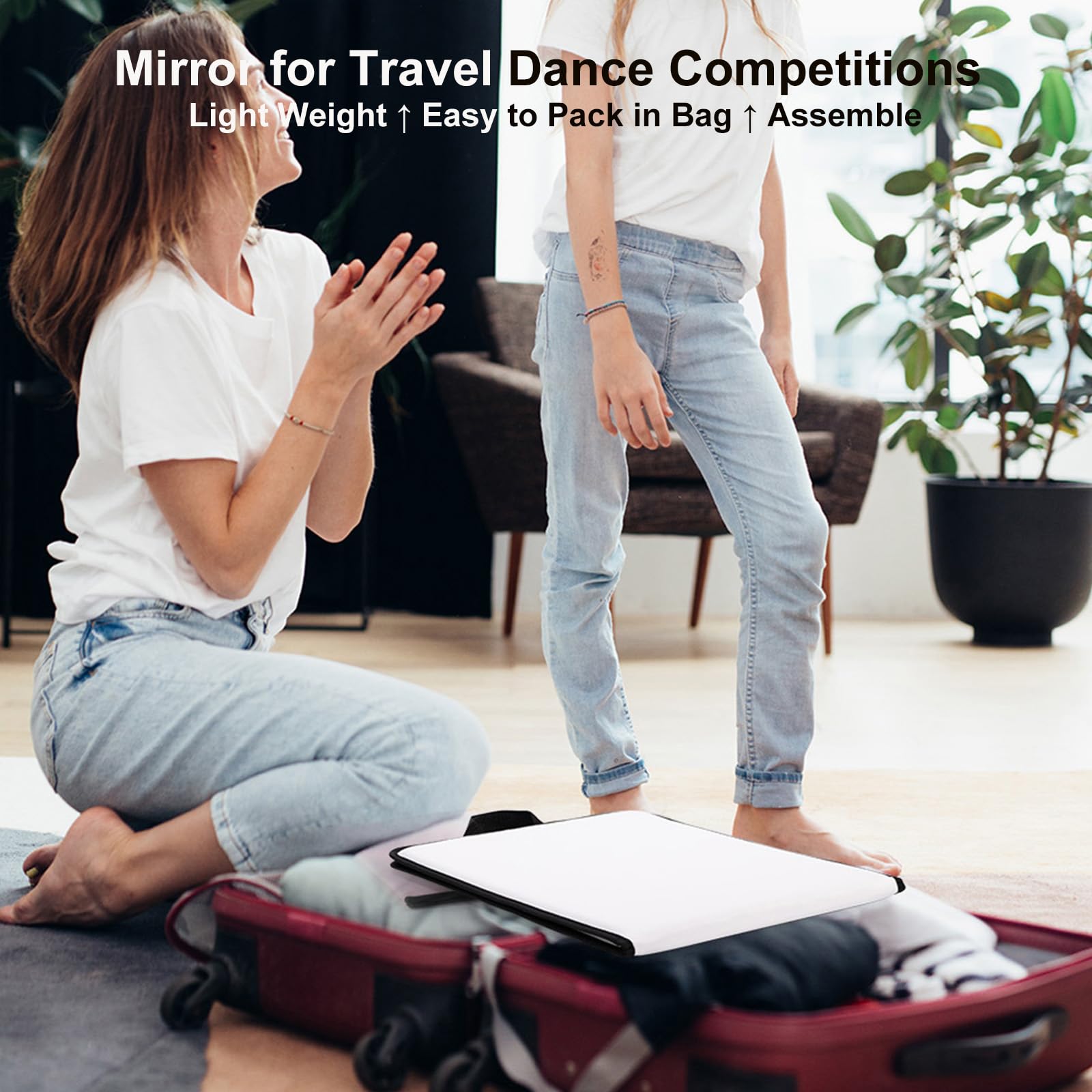 LPHUMEX White Foldable Full Length Mirror for Dance Bag, 33x13 Inch Portable Folding Body Mirror for Dance Travel Wedding Golf