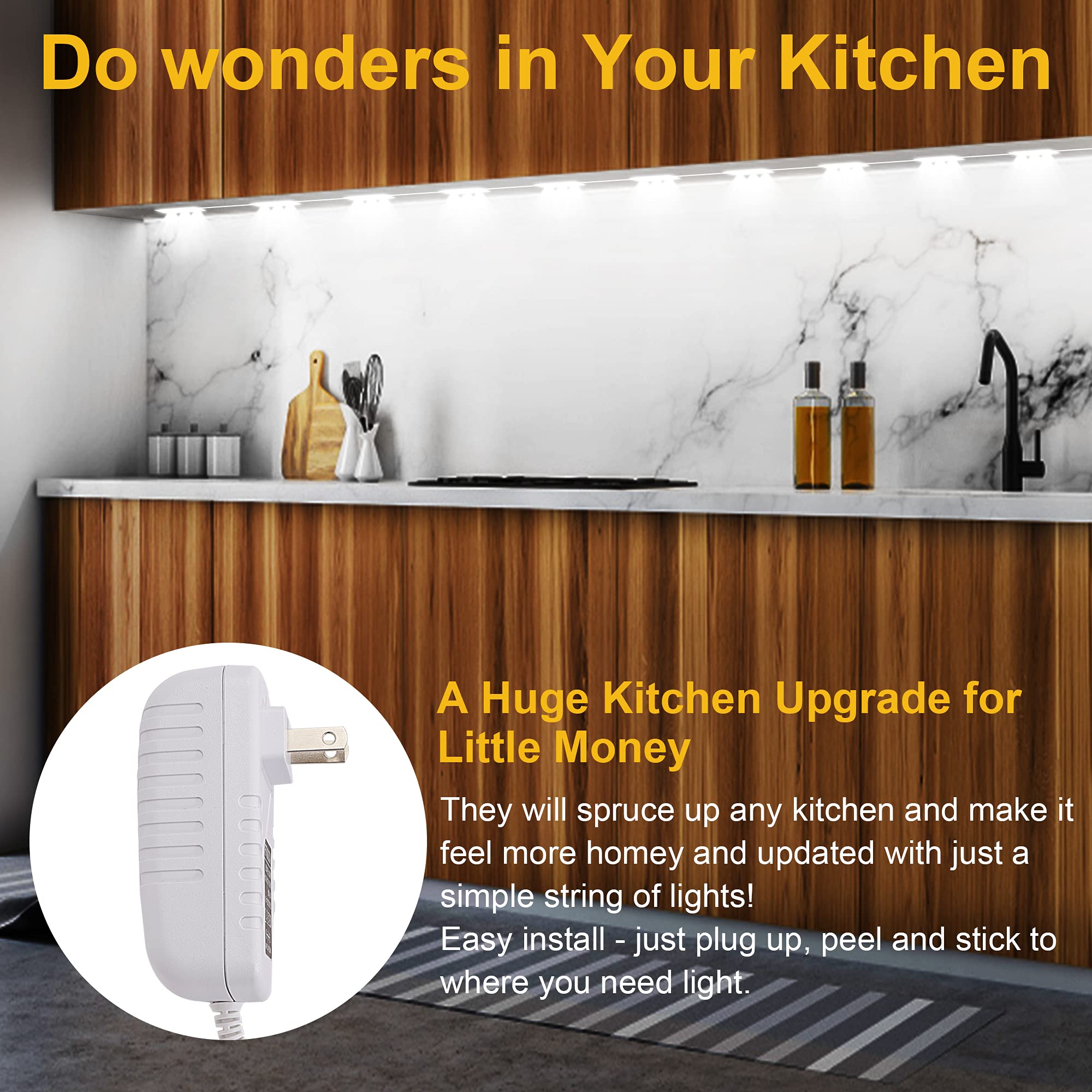 Flexible Jewelry Showcase Lights Kit, 14FT Adhesive Led Light for Display Case with Power Adapter, Dimmable Bright White Under Counter Light, 90 LEDs for Kitchen Cabinets Cupboard, 1800lm, 6000K