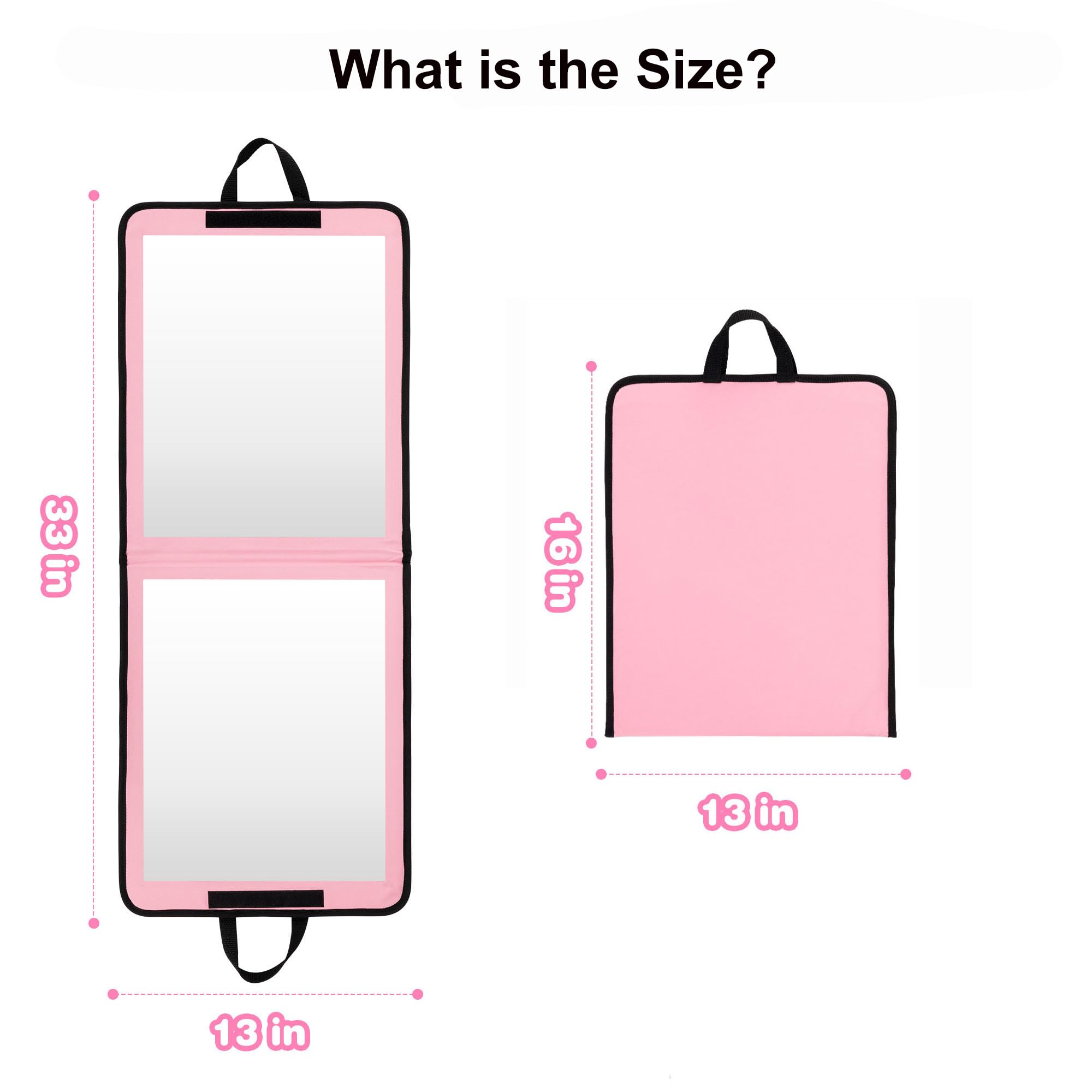 LPHUMEX Pink Portable Full Length Mirror for Dance Bag, 33x13 Inch Portable Folding Body Mirror for Camping Wedding Golf Swing Workout