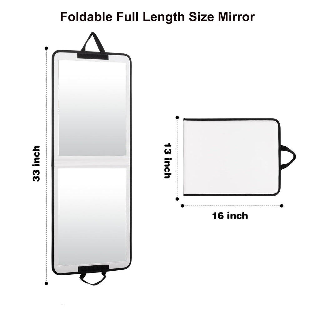LPHUMEX White Foldable Full Length Mirror for Dance Bag, 33x13 Inch Portable Folding Body Mirror for Dance Travel Wedding Golf