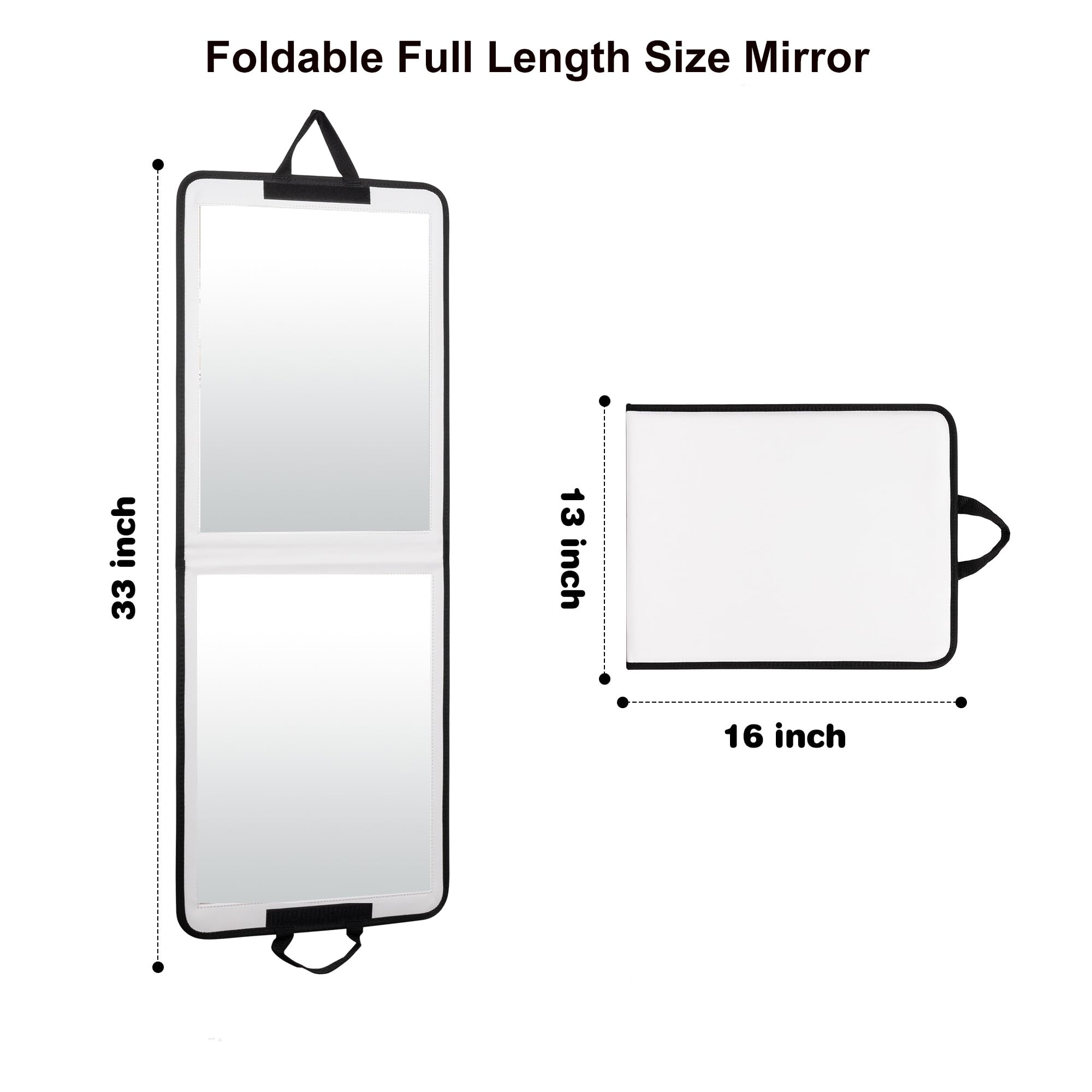 LPHUMEX White Foldable Full Length Mirror for Dance Bag, 33x13 Inch Portable Folding Body Mirror for Dance Travel Wedding Golf