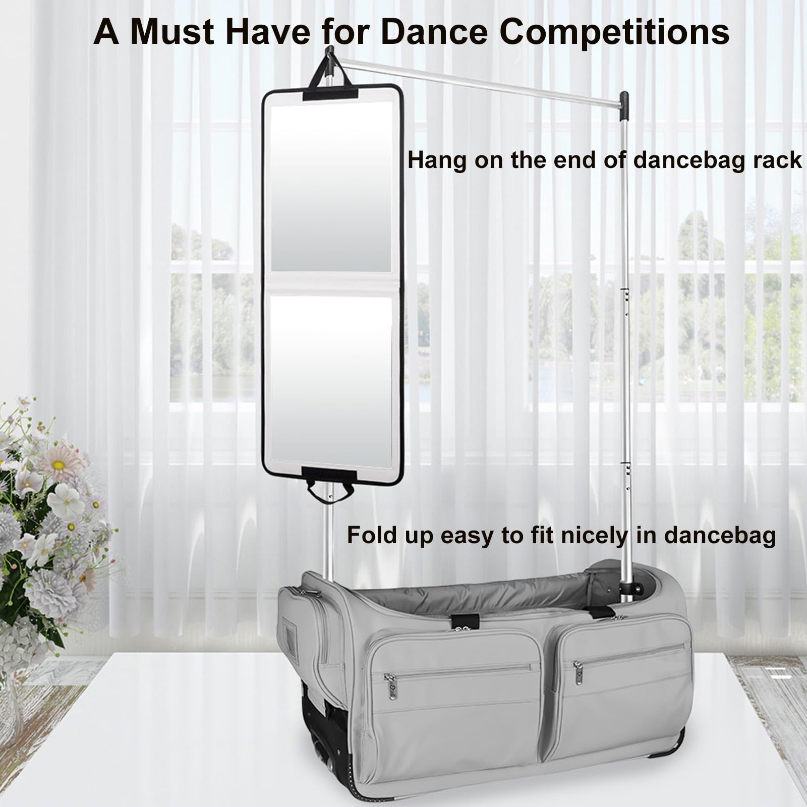 LPHUMEX White Foldable Full Length Mirror for Dance Bag, 33x13 Inch Portable Folding Body Mirror for Dance Travel Wedding Golf