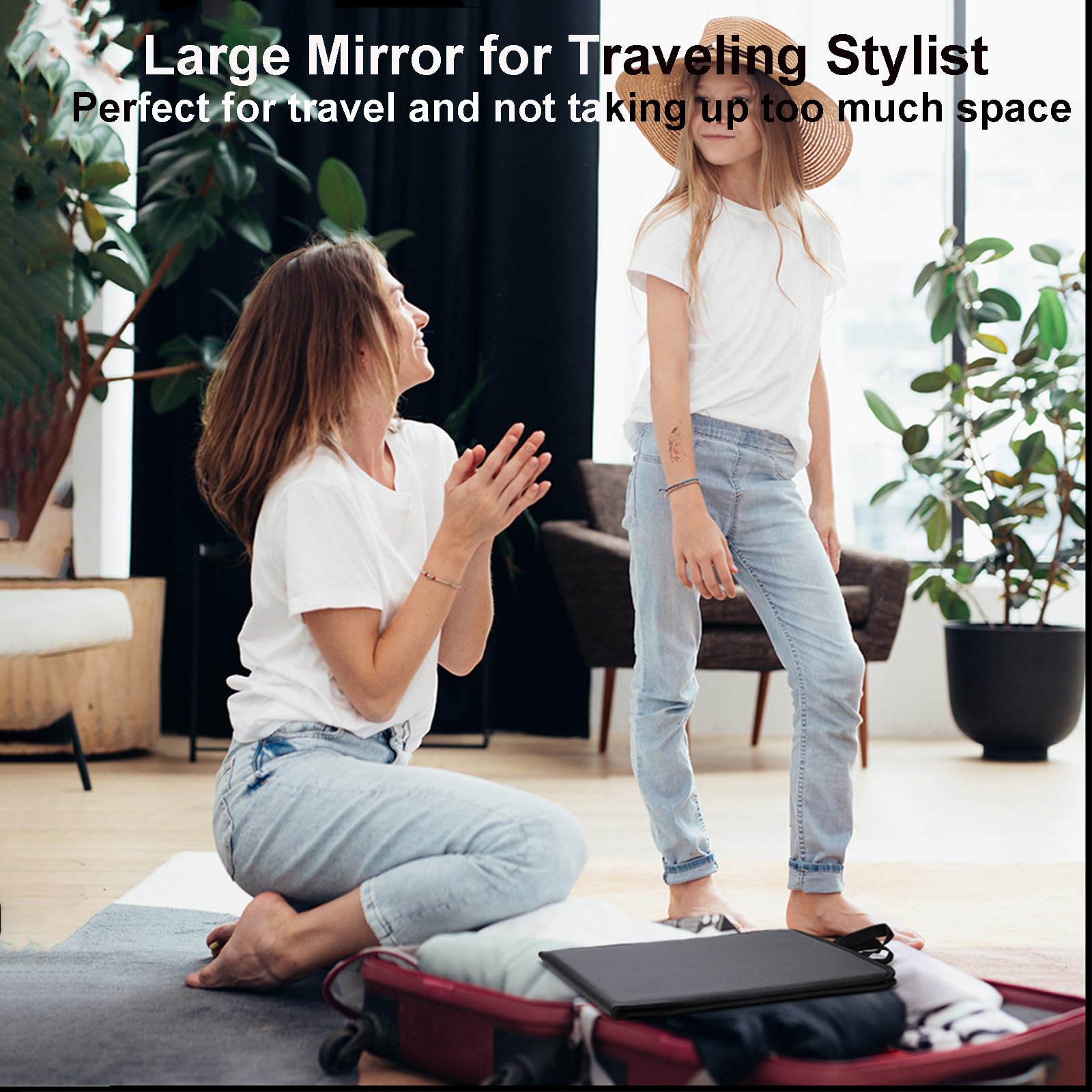 LPHUMEX Foldable Full Length Dance Mirror – 33” Portable Shatterproof Hanging Mirror, Folding Full Length Travel Mirror for Dancing, Camping, RV